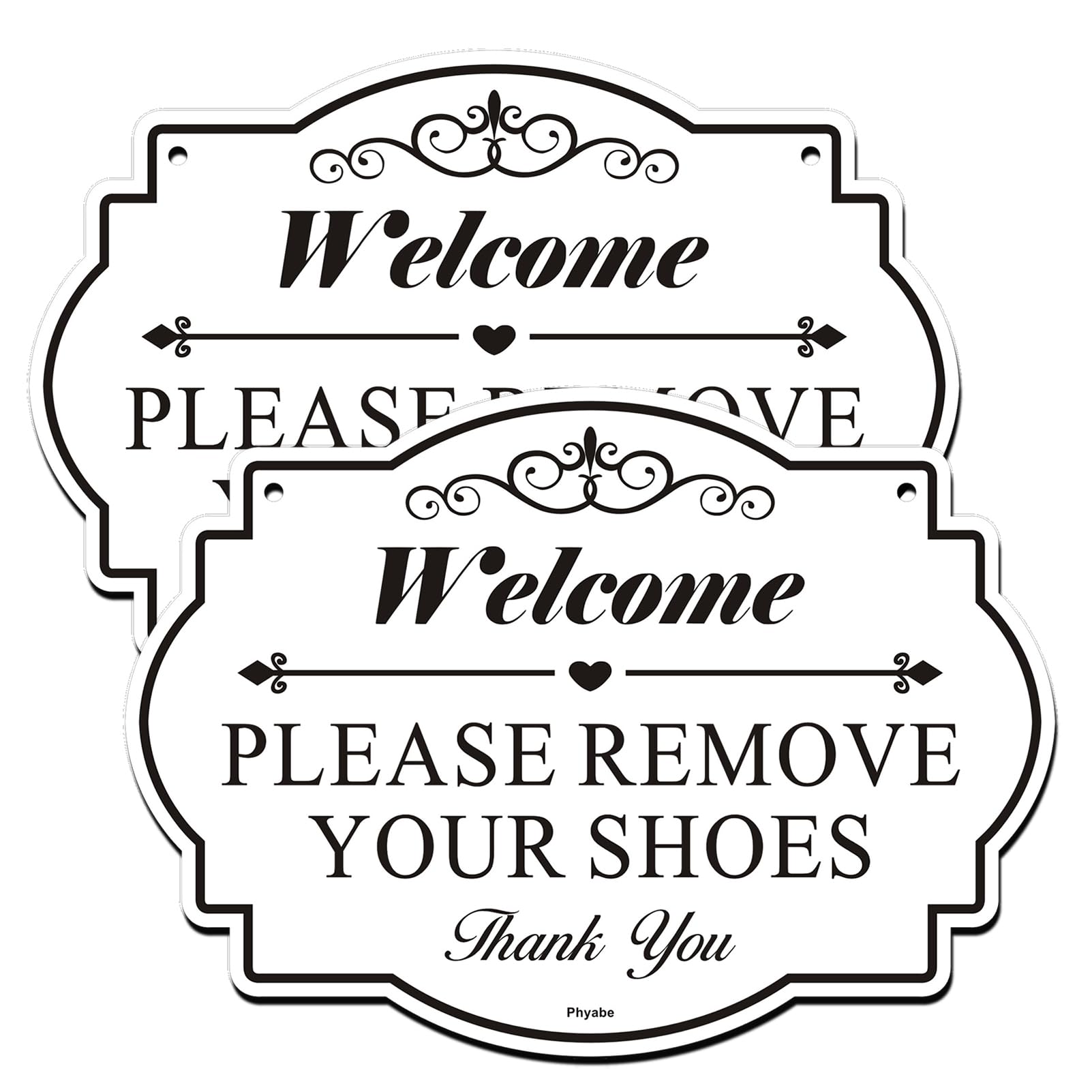 Phyabe 2 Pack Please Remove Your Shoes Sign, 25 x 18 cm Thick Acrylic White
