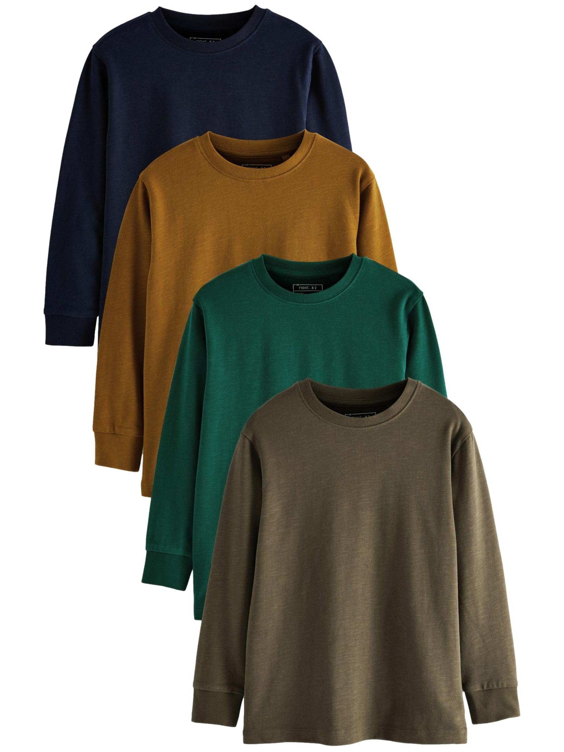 NEXT Ragazzo Confezione da 4 Magliette comode a Maniche Lunghe in 100% Cotone