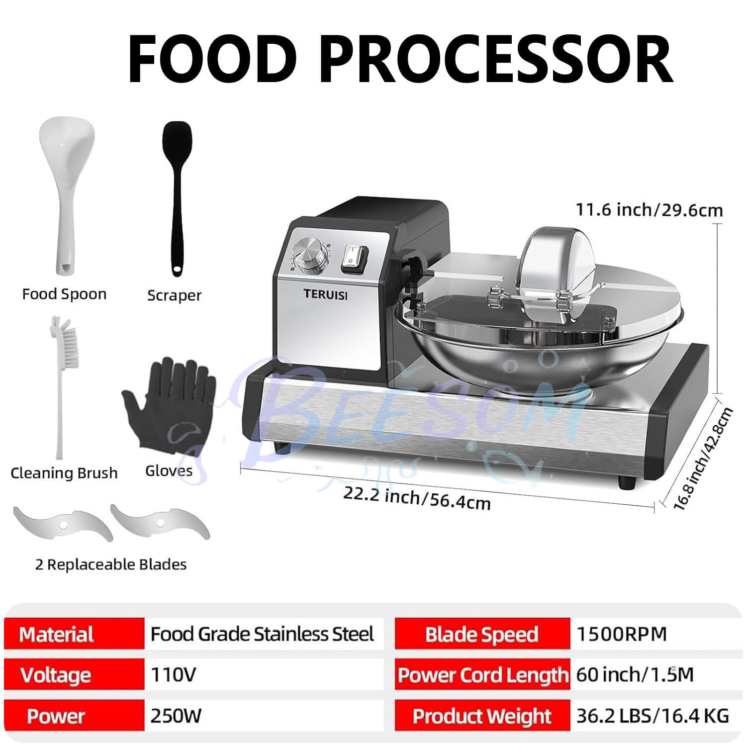 Hachoir Électrique Farce Viande 5L, Robot Cuisine pour Dumplings et Sauces