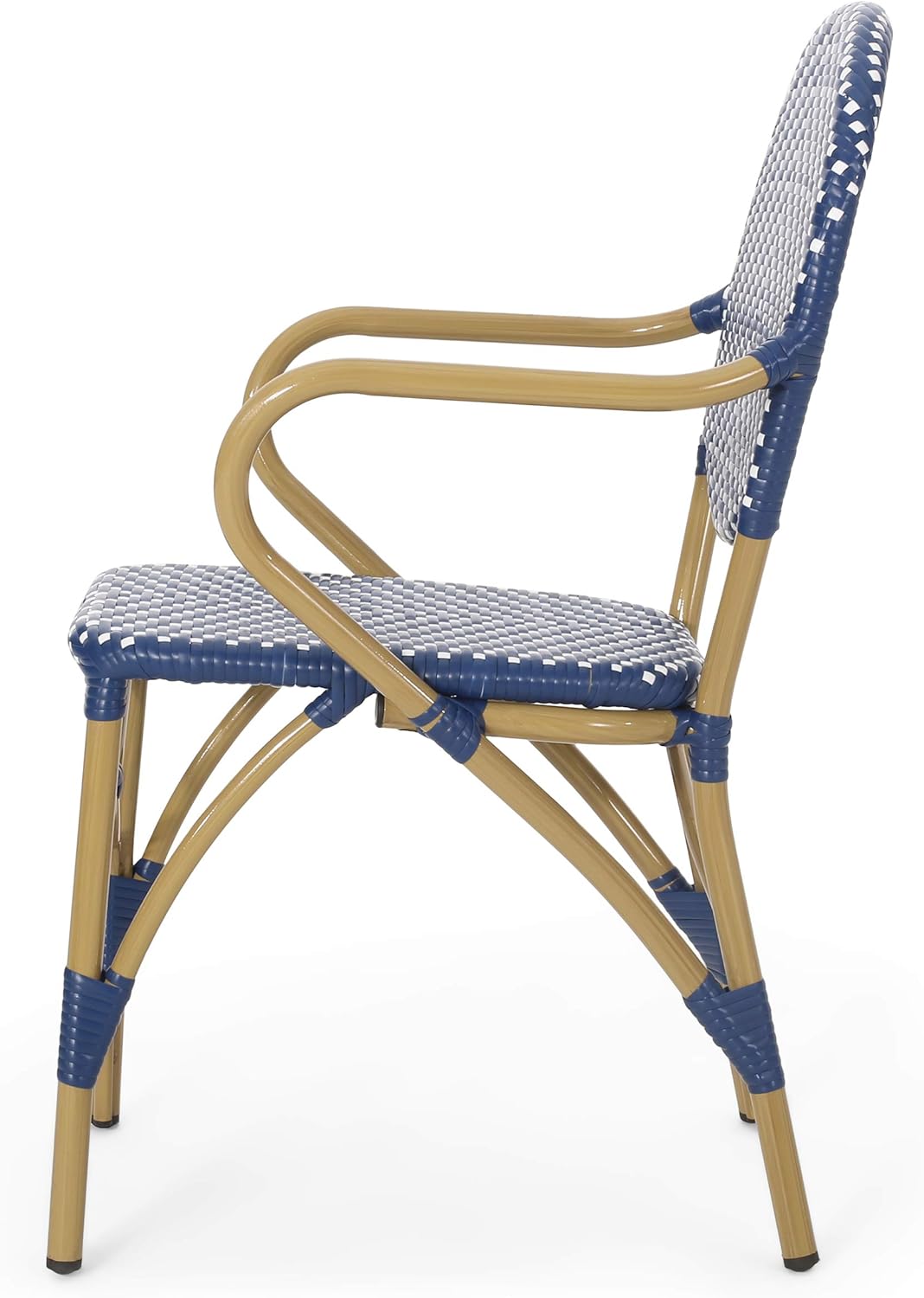 Christopher Knight Home Paul Outdoor Bistro Chair, Dark Teal + White + Bamboo Finish