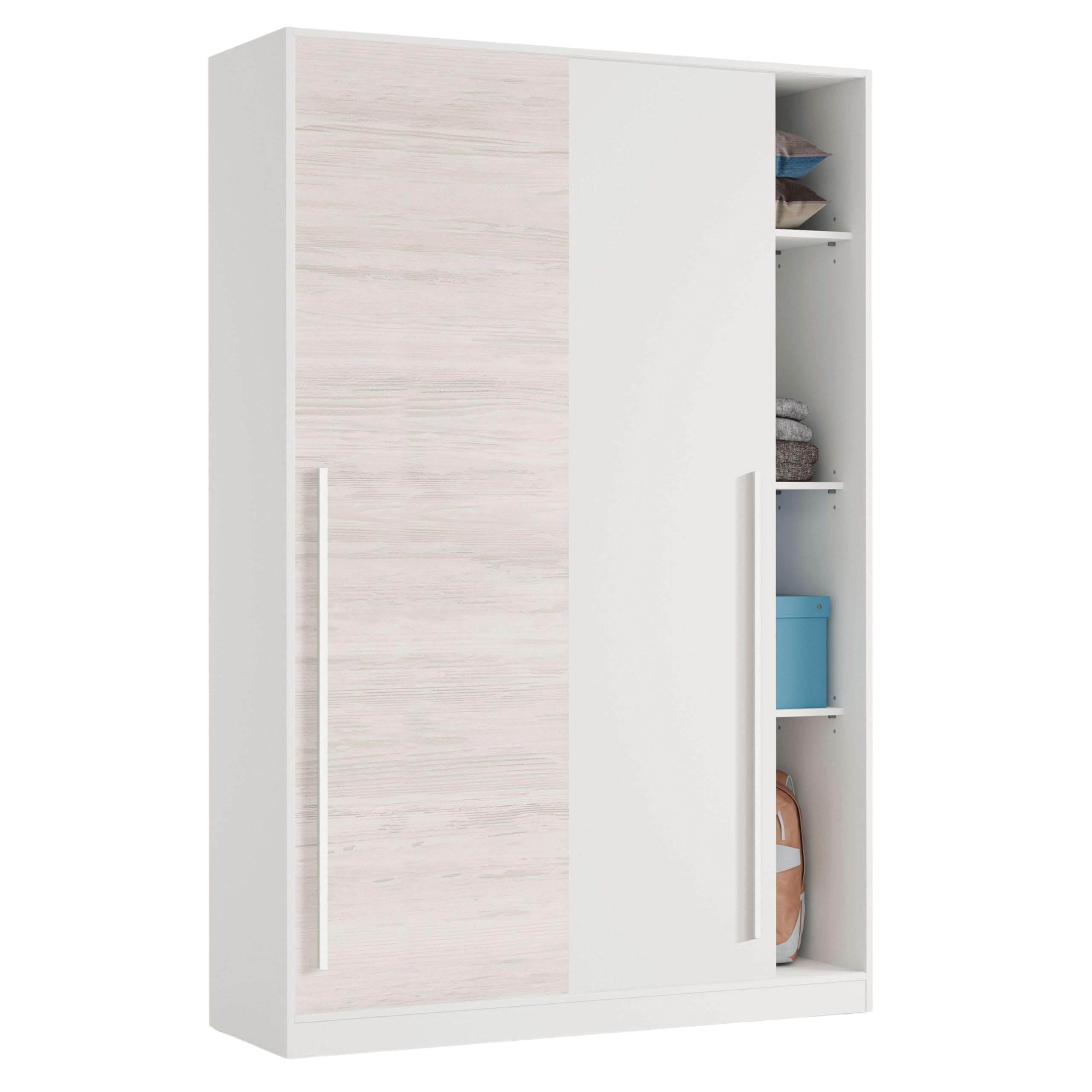 Miroytengo Pack Muebles Dormitorio Juvenil Completo en Color Blanco y Roble Claro Cama + Armario + Escritorio. Incluye Somieres