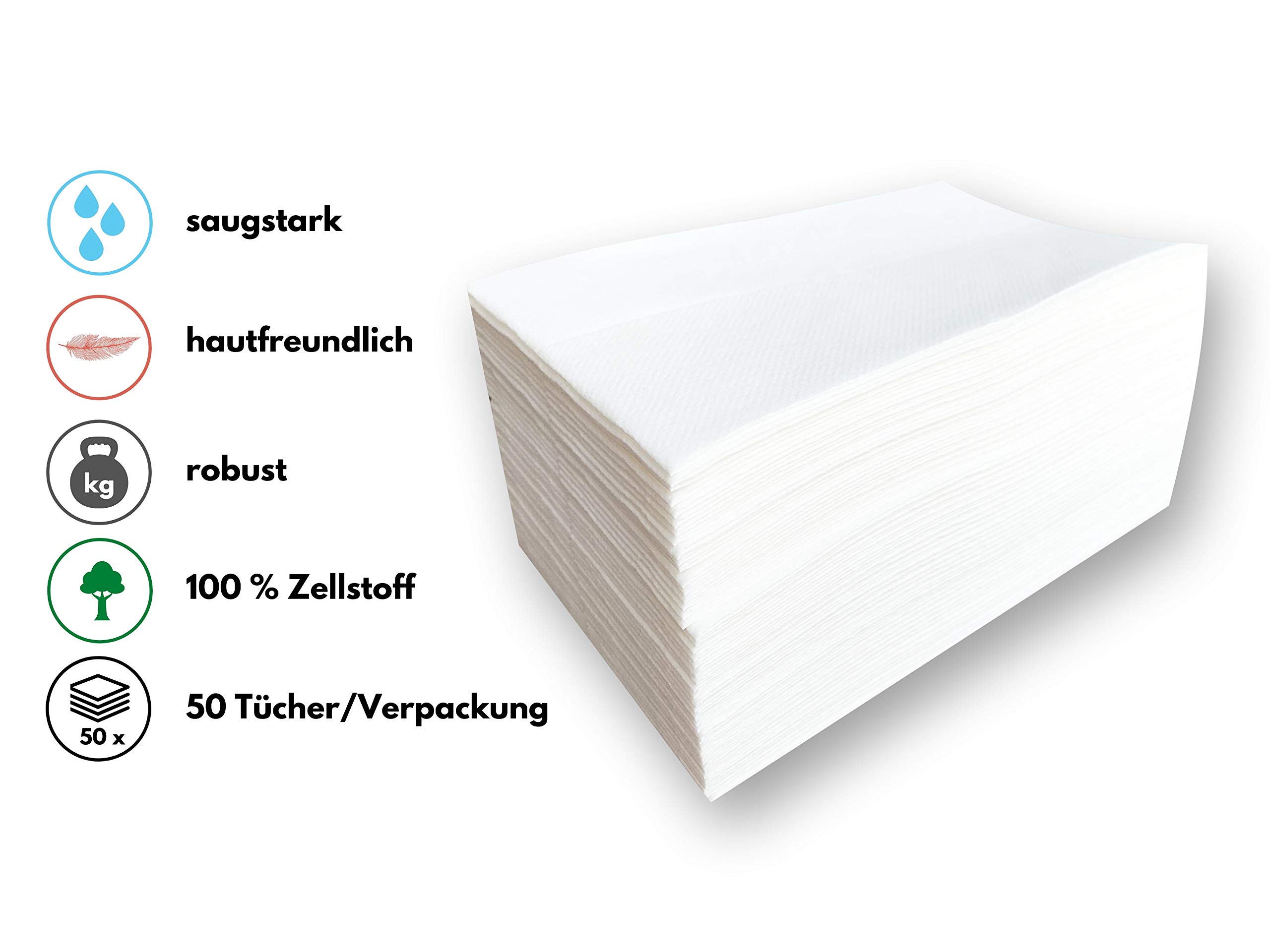 500 Stück Pflegetücher/Einmalwaschlappen Baby - trocken, seifenfrei, aus Zellulose - für Baby, Kosmetik, Pflege - weich, sensitiv & besonders saugstark, 1 Karton á 500 Tücher