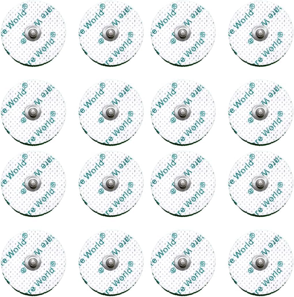 Tens Electrode Pads (16pcs) Round Self-Adhesive Electrodes with 3.5mm Stud Connection Targeted Pain Relief Compatible with Beurer, Sanitas Tens Devices