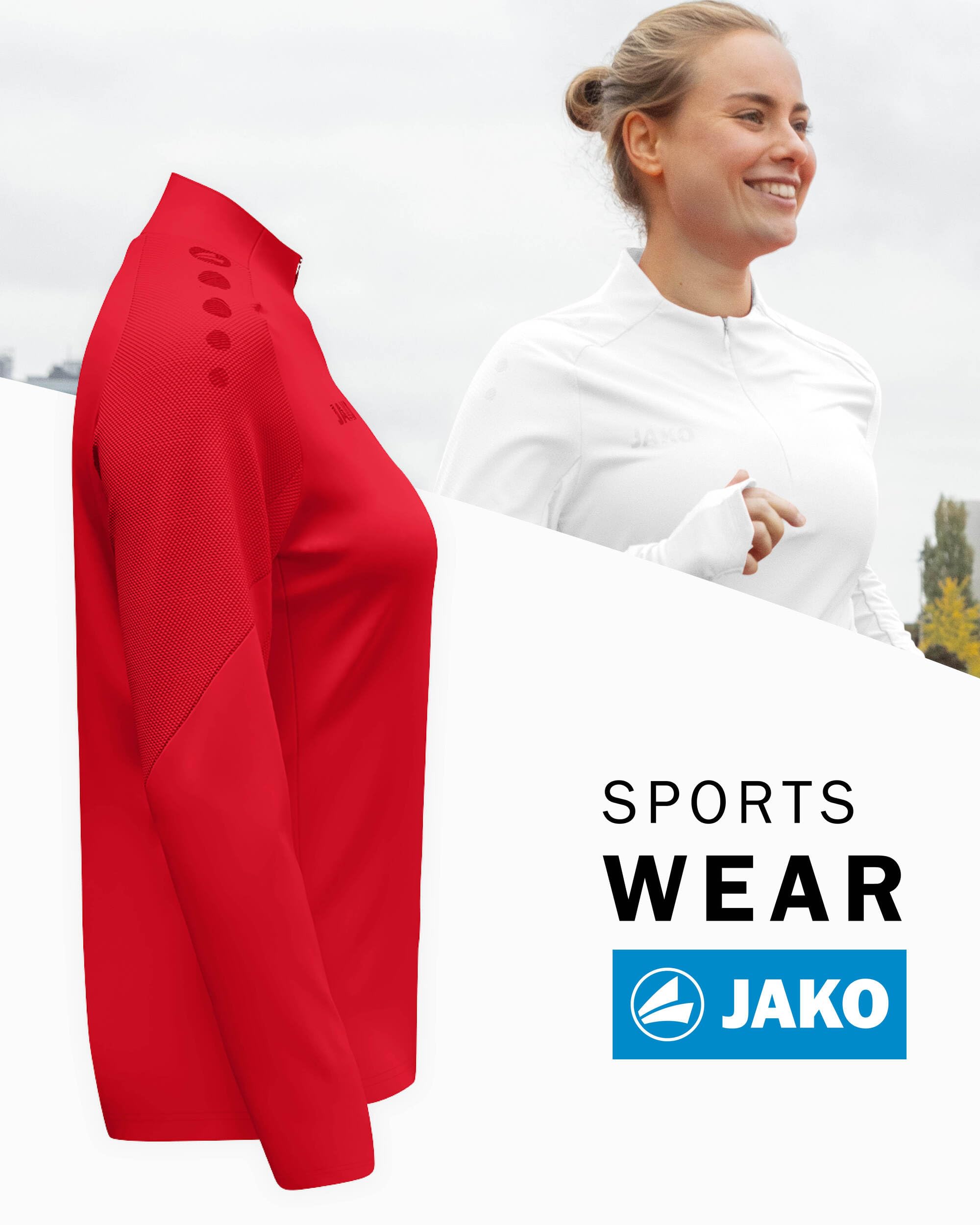 JAKO Damen Damen Ziptop Light Flow Shirt