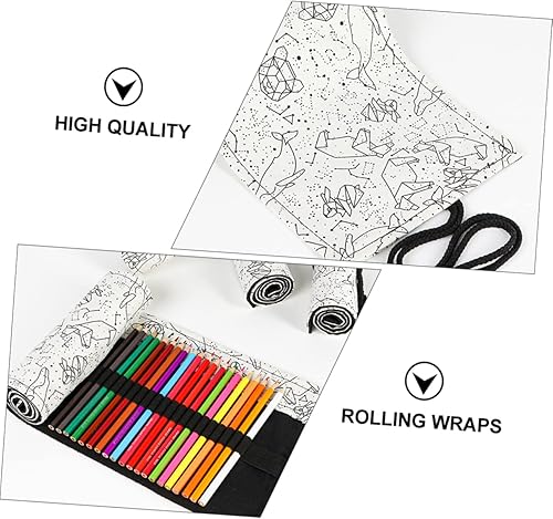 Miniatura 5 de COHEALI 1pc 72 Constellation Pencil Roller Bag Organizador de lona enrollable Estuche de lápices enrollable Soporte para lápices con cremallera