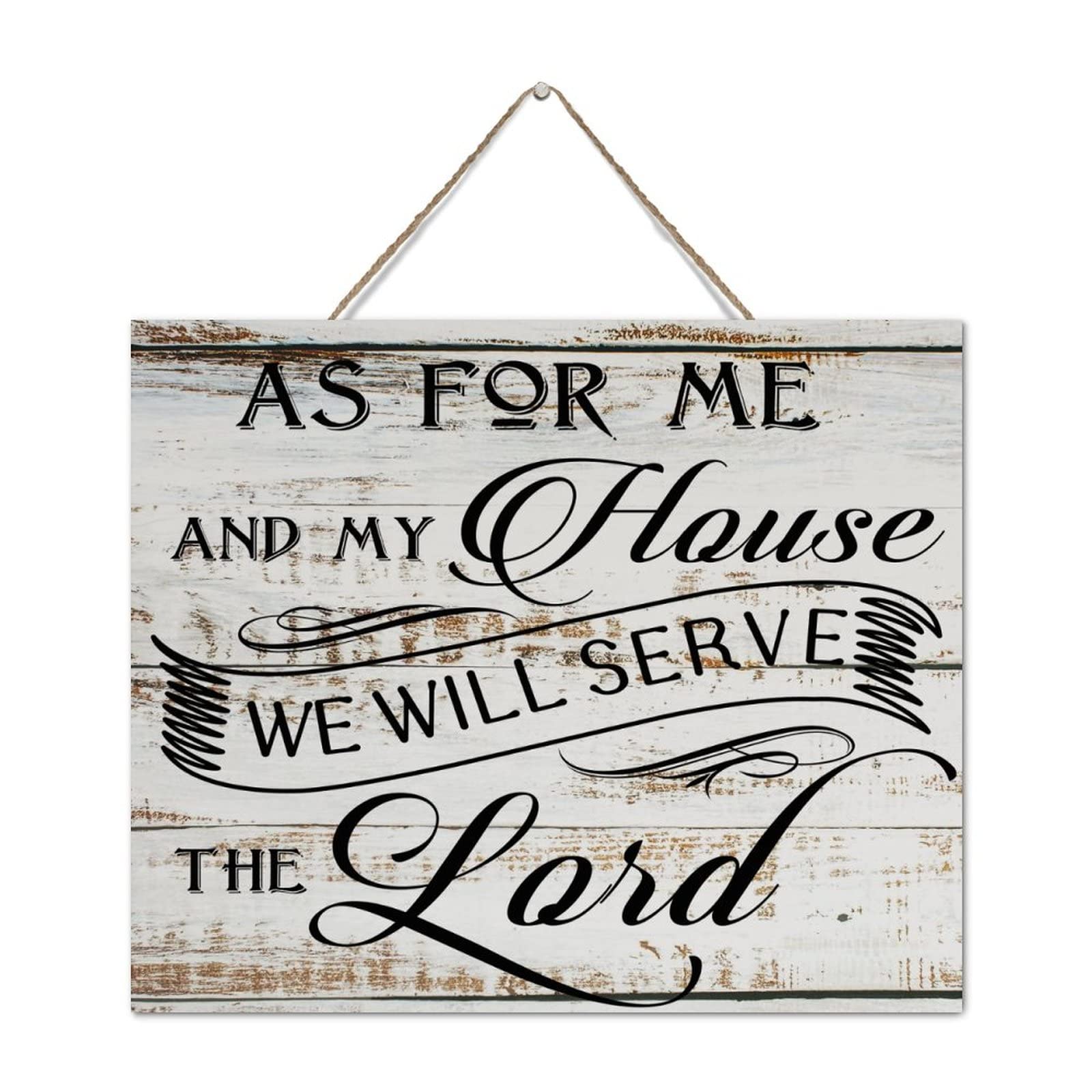 Plaque murale en bois As for Me And My House chrétienne 25x30 cm