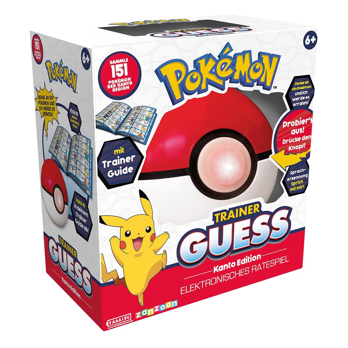 Zanzoon, Pokémon Trainer Guess (Kanto Edition), Family Game, 1+ Player, 6+ Years, 10 Minutes, German