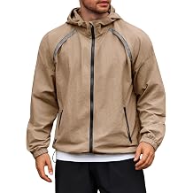 Yousify Mens Lightweight Jacket Full Zip Hooded Reflective Athletic Jacket Unlined Quick-drying Coat for Cycling Outdoor
