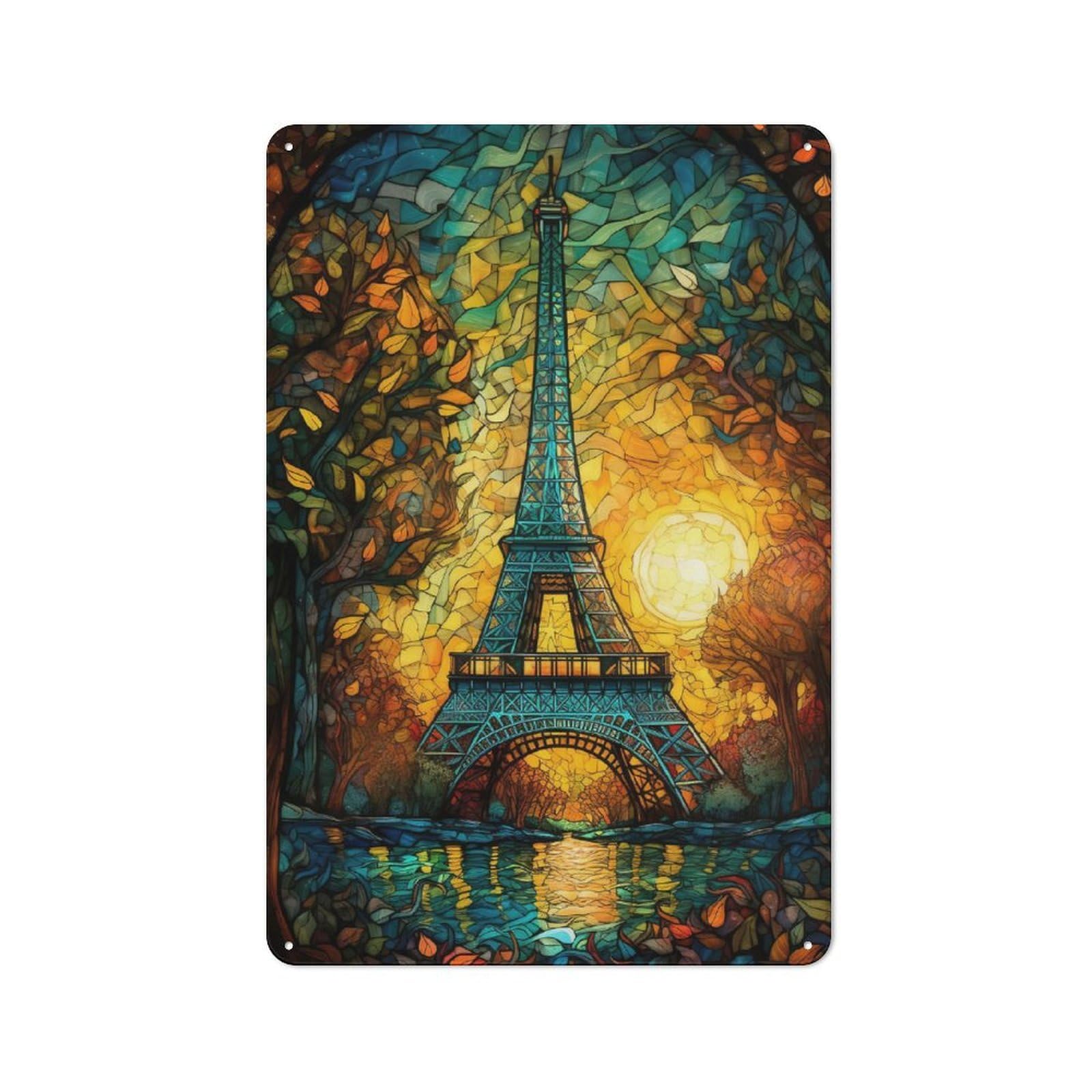 Junmoney Eiffel Tower Abstract 1 Tin Wall Plaque 30X20cm With For Hobby Room Or Studio, For Metal Sign Collectors, For Kitchen And Home Bar Decor