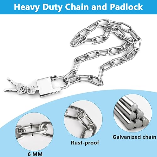 Miniatura 3 de Cerradura de cadena de seguridad de acero inoxidable resistente de 40 pulgadas, cadena y cerradura de 0.197 in x 3.3 ft, cerraduras de piñón con