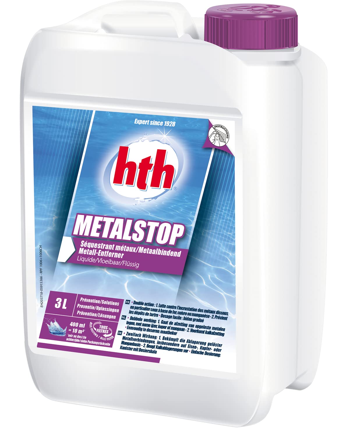 HTH METALSTOP Liquide - 3L | Séquestrant Métaux + 10 Tests HPS OFFERTS 6 en 1