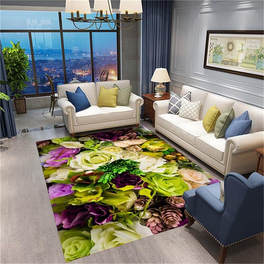 Tapis de chambre à coucher pour filles ambiance florale pastorale