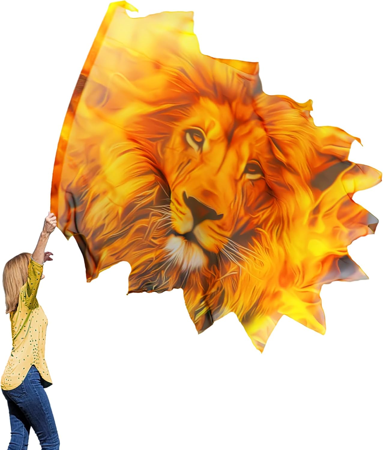 Wucheal 53''x 45'' Lightweight Prophetic Chiffon Flex Worship Flag,Lion Flame Dance Flags,Polygonal fire flags for worship dance SZ# Red White Black - Image 7