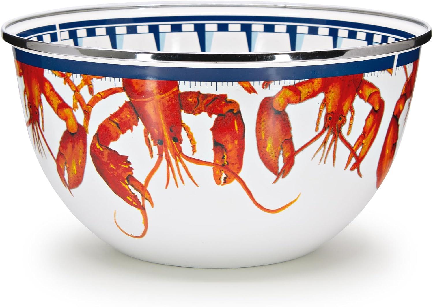 Golden Rabbit Enamelware Large Salad Serving Bowl, 4 quart, Blue Crab