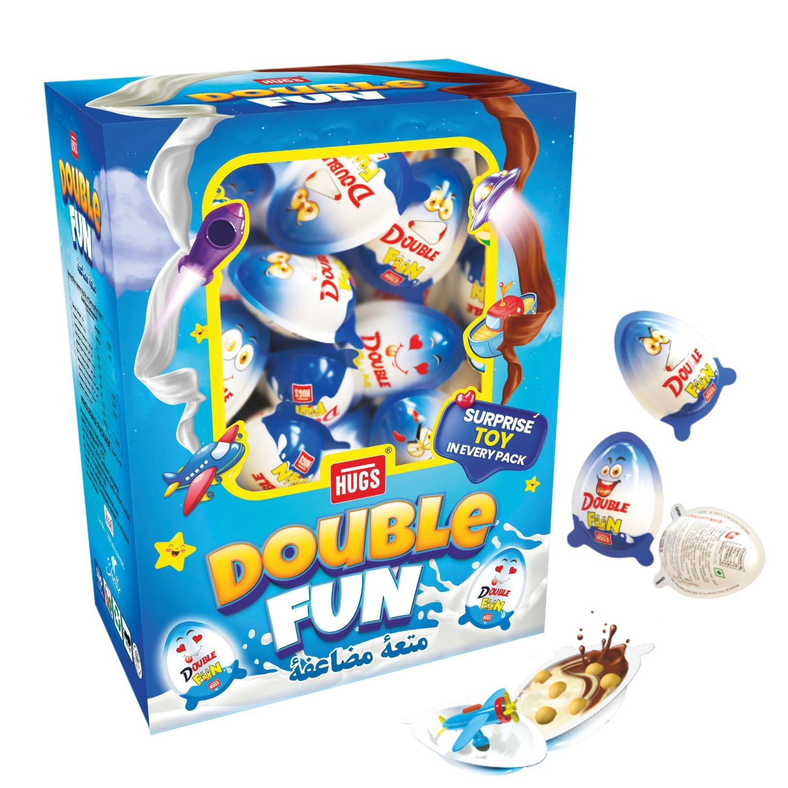 Hugs Double Fun Chocolate- Choco biscuits dipped in Chocolate and Milk cream- Surprise toy in each pack (60 pcs in a box) (B0922Y3F2X) Amazon Price History, Amazon Price Tracker