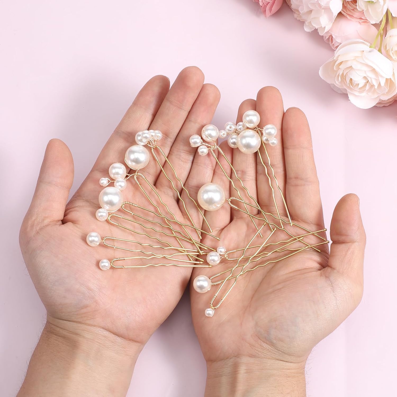 24 Pieces Bridal Wedding Hair Pins Pearl Crystal Bridal Hair-Pins Handmade Pearl Bridal-Hair Accessories Pearls Wedding Hair-Pins for Brides Women Girls - Image 3