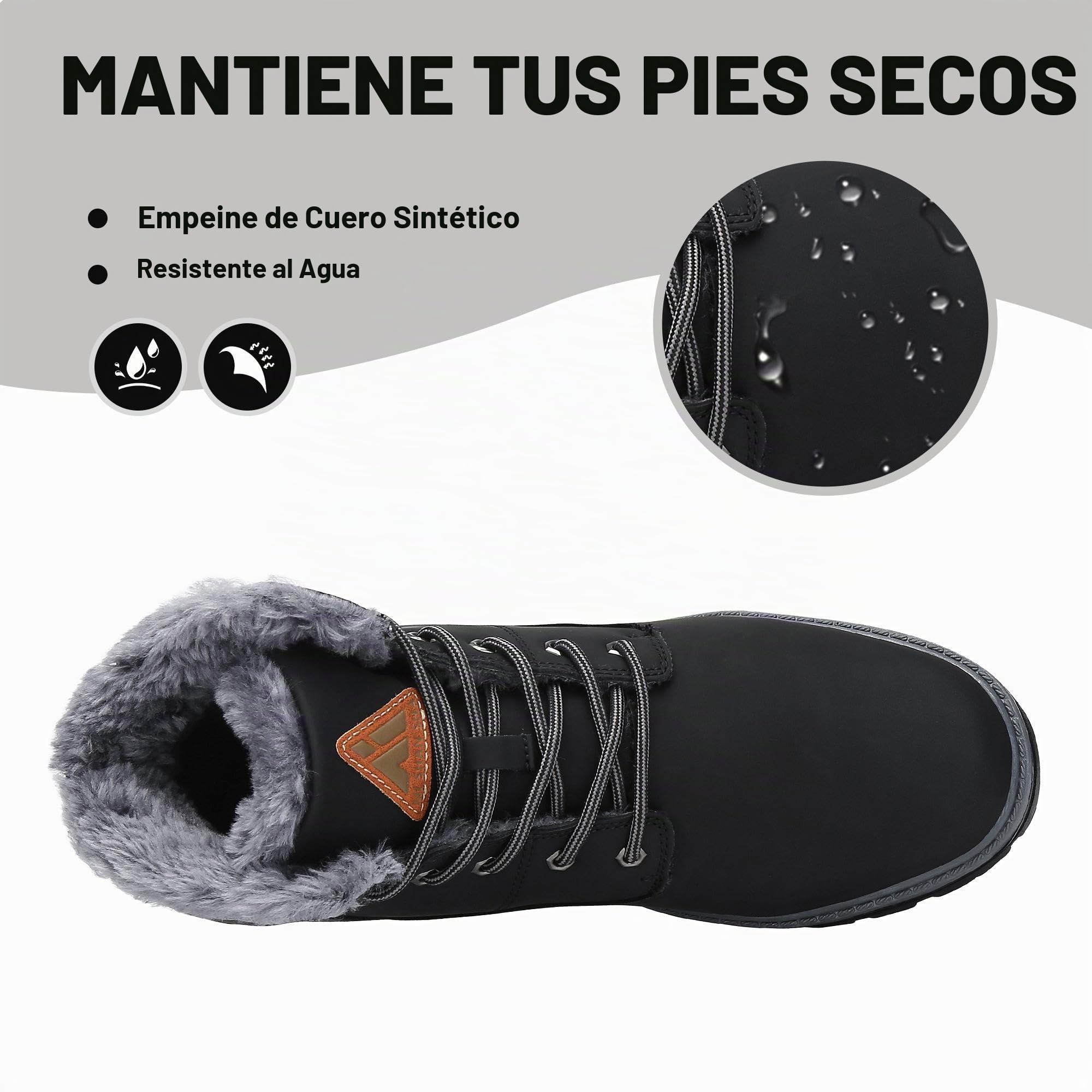 Mishansha Botas de Nieve Hombre Mujer Invierno Negro Grafito Gr.41