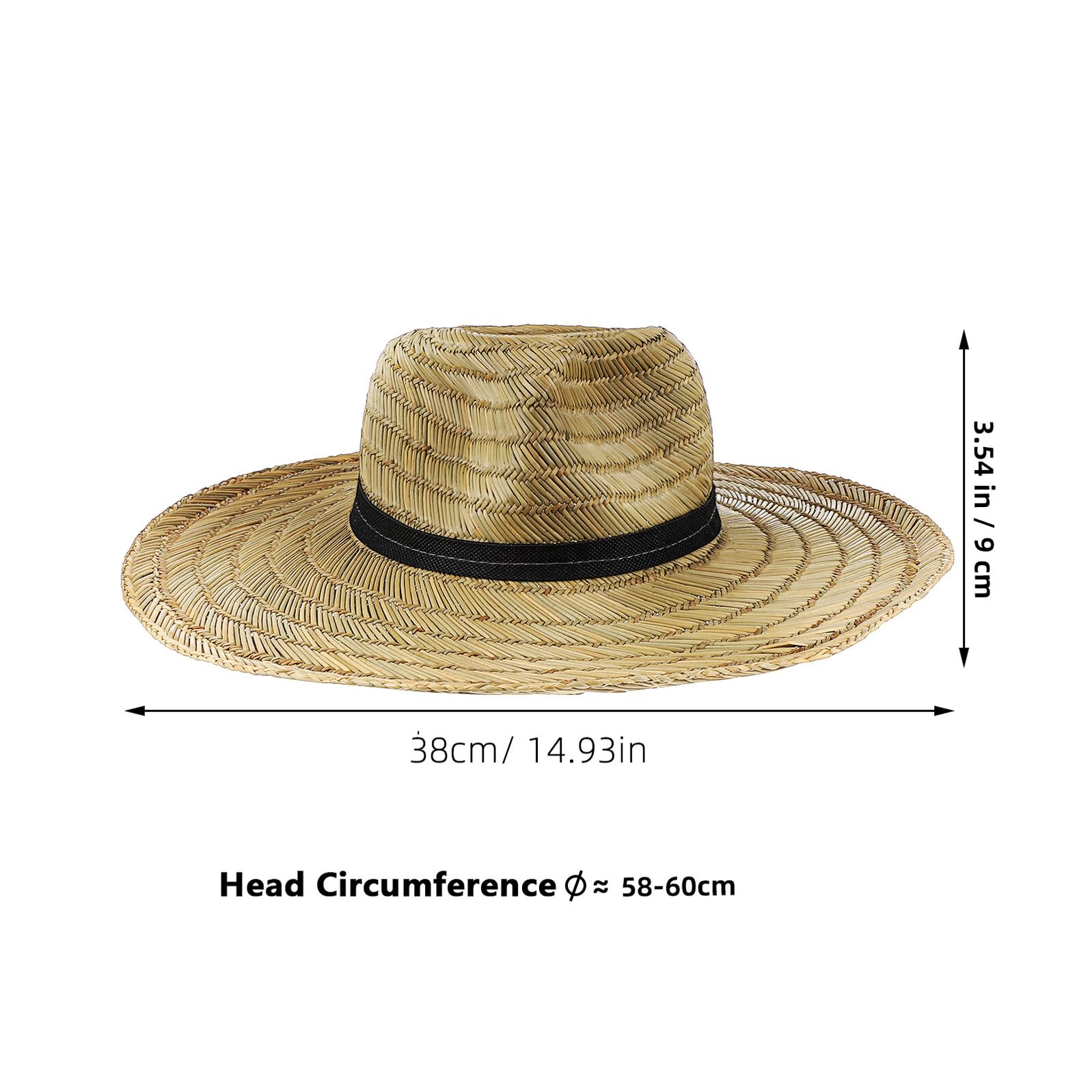 Baluue Sombrero de Sol para Hombre ala Ancha L 58-60 Cm Sombrero de Playa Ligero de Paja Protección UV para Exteriores, Viaje y Vacaciones Verano