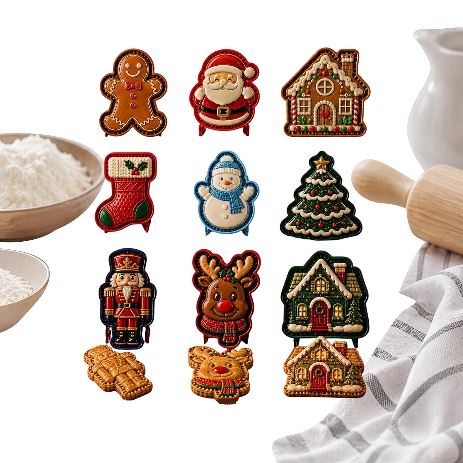 Set di mini stampi da forno riutilizzabili per torte natalizie in rilievo