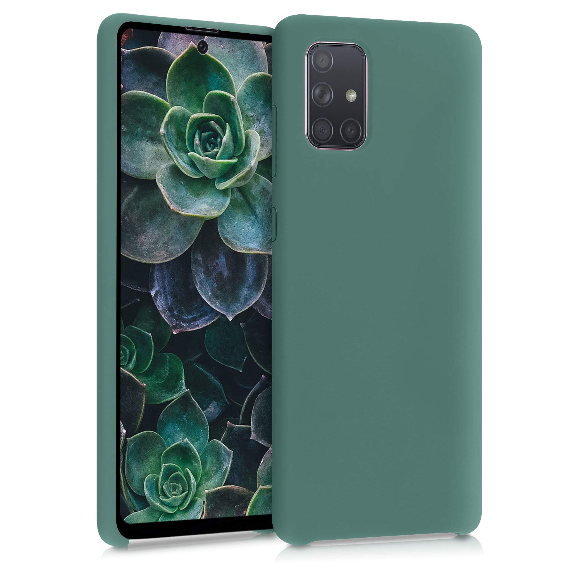 kwmobile TPU Silicone Case Compatible with Samsung Galaxy A71 - Case Slim Phone Cover with Soft Finish - Forest Green