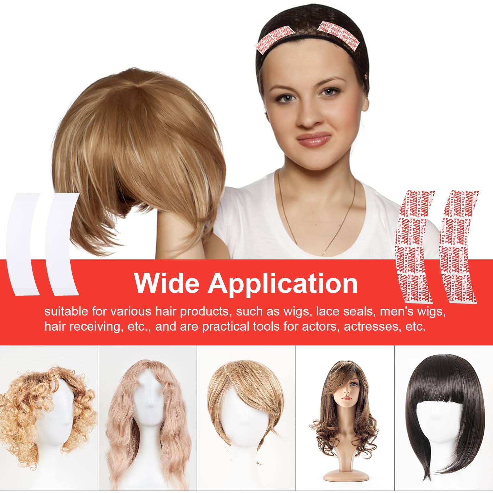 42 Piezas Cinta Pelo Transparente Cinta de Extensión de Pelo Cinta Adhesiva de Doble Cara para Extensiones de,para Sistemas Capilares,Postizos,Pelucas,Tupés Y Extensiones