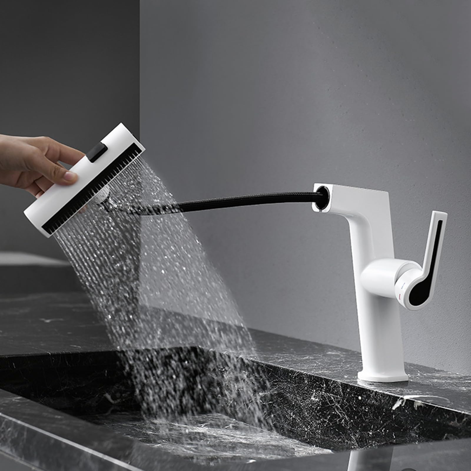 Grifos para Lavabos de Baño con Ducha Extraible Monomando Grifo Extraible Pileta Baño 3 Modos,cromado