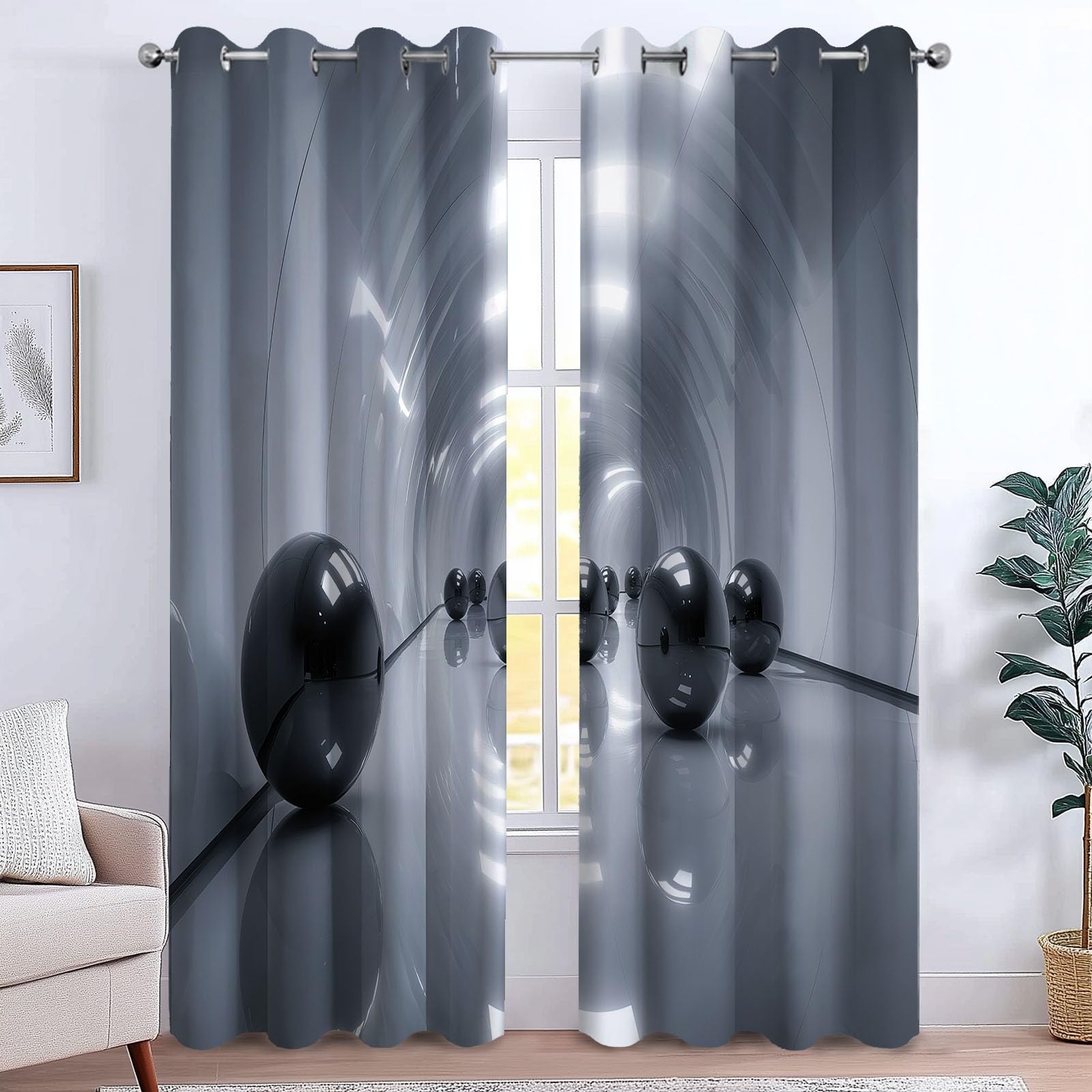Zasłony termiczne, ochrona przed zimnem, ochrona przed hałasem, zaciemniające, nieprzejrzysta zasłona, technologia tuneli, strumień światła 110 x 215 cm x 2 (szer. x wys.), do salonu, sypialni, z