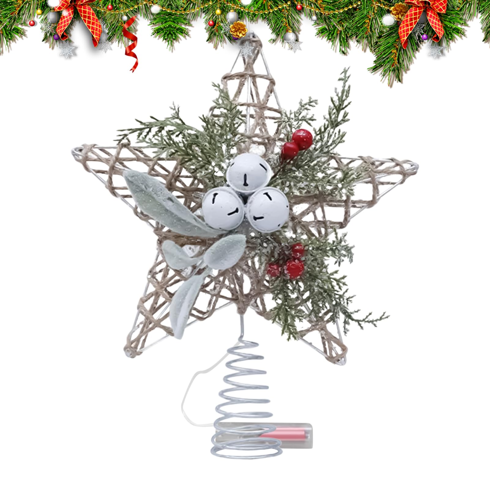 Decoración de árbol de Navidad brillante con campana de 30 cm para mesas y ventanas