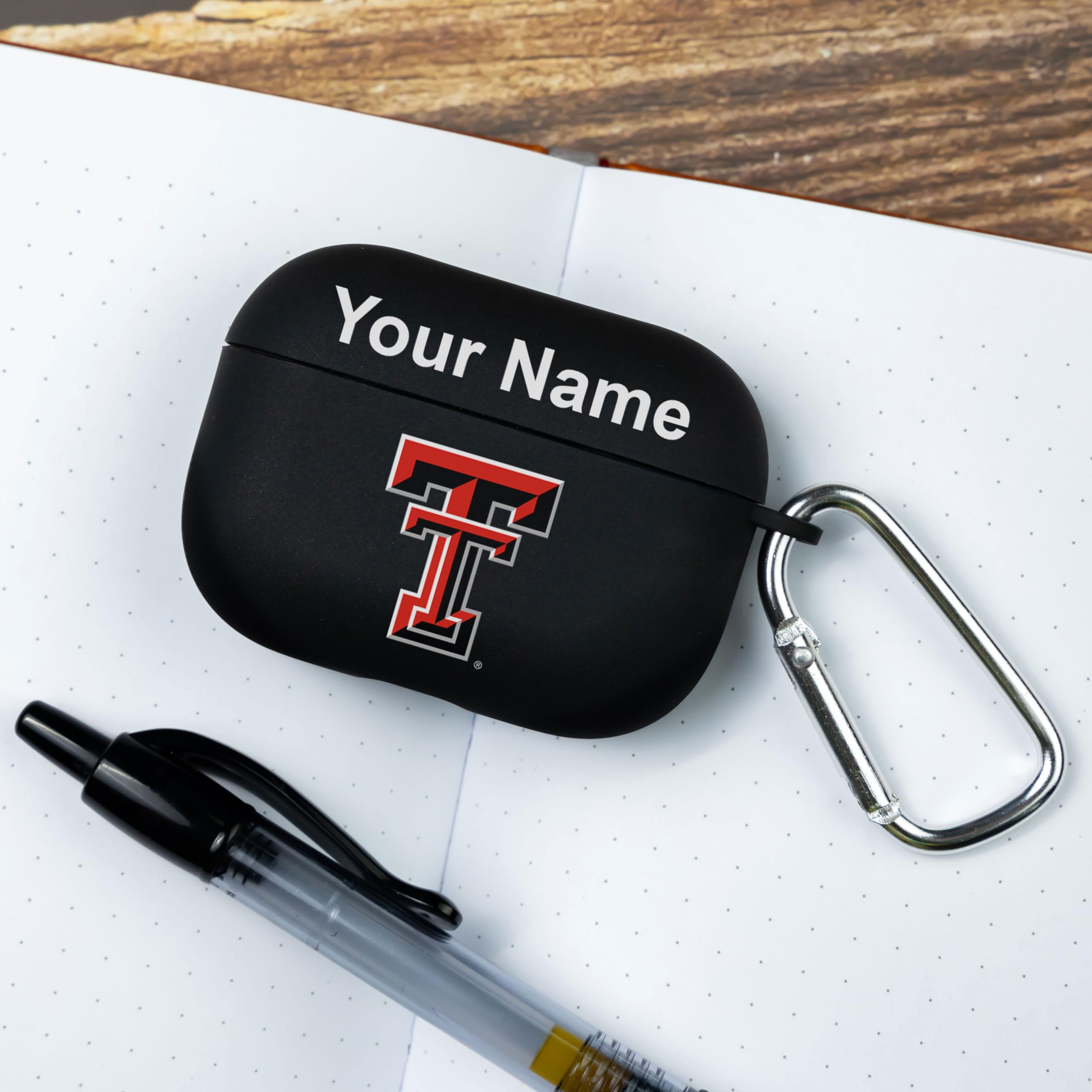 AFFINITY BANDS Texas Tech Red Raiders Custom Name HD Case Cover Compatible with Apple AirPods Pro (Black)