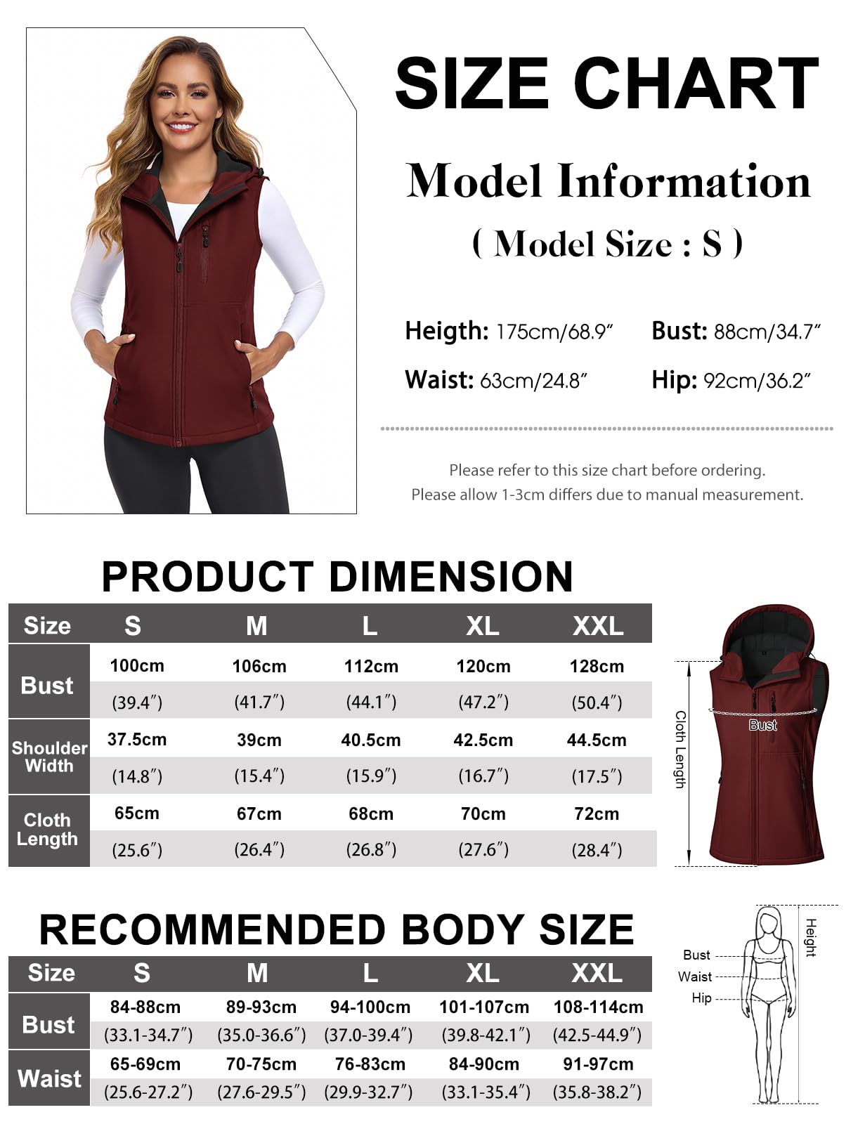 CMTOP Gilet Sans Manche Femme Imperméable Softshell Gilet Femme, Légère Extérieur Veste Sans Manche Décontracté Coupe-Vent Manteaux Sans Manche Gilets avec Capuche et Zippé Poches