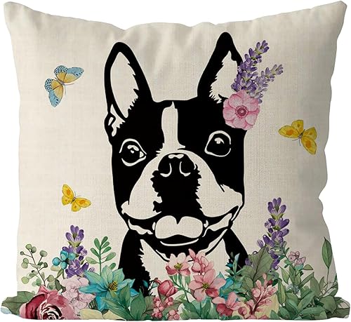 GAGEC Fundas de almohada de primavera de 18 x 18 pulgadas, funda de almohada Rottweiler Hello Spring Home para sofá, vacaciones, decoración de