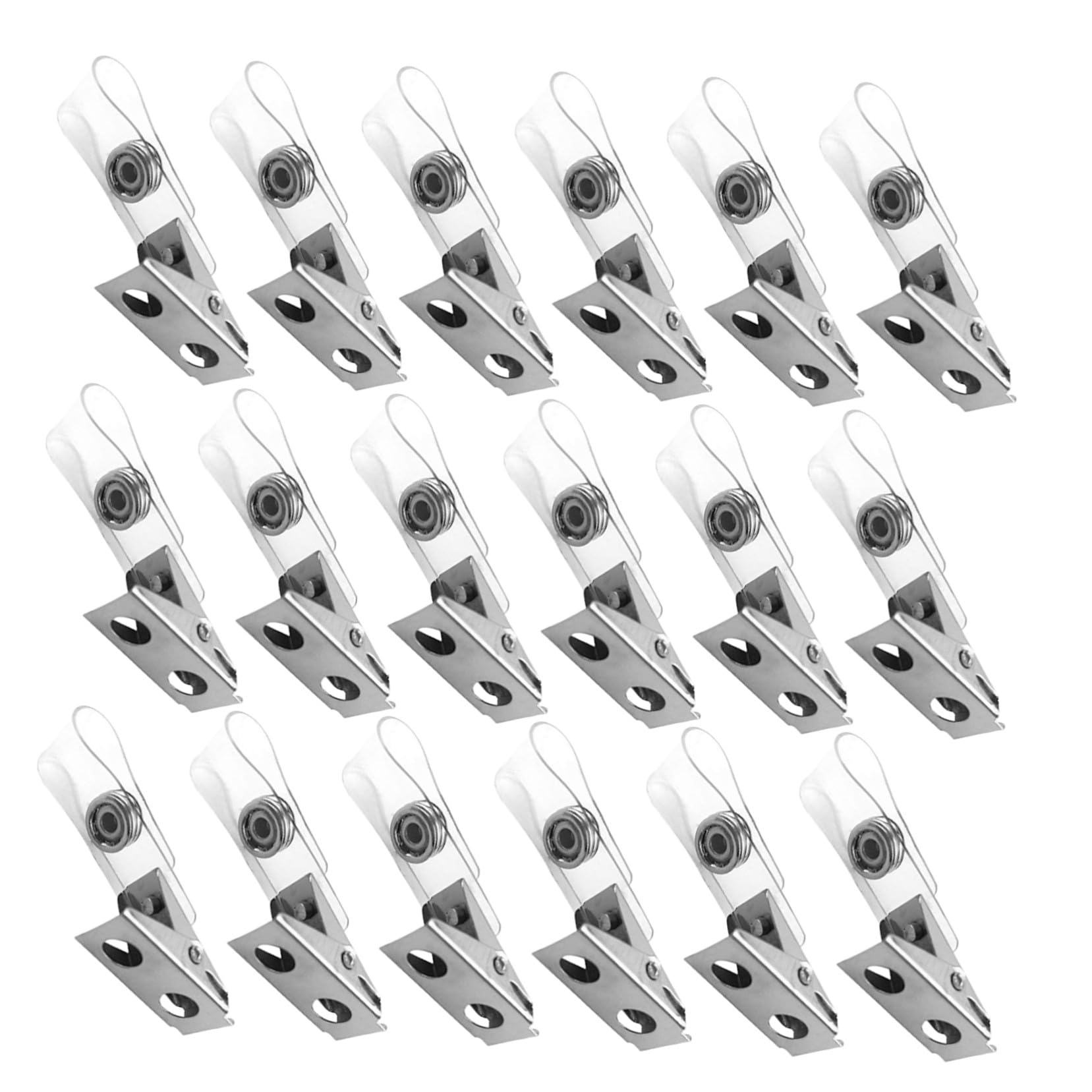 HOMSFOU 250 Pièces Clips Badge Métal avec Sangles PVC Transparentes à Double Trou Pinces Robustes pour Petit Badge Identification et Porte-nom Travail Lot
