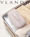 Vlando Large Capacity Travel Makeup Bag - Makeup Bag Travel Toiletry Bag for Women, PU Leather Waterproof Cosmetic Bag, Beige