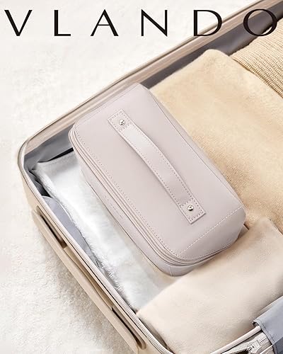 Miniatura 7 de Vlando Bolsa de cosméticos de viaje de gran capacidad - Bolsa de maquillaje, bolsa de cosméticos impermeable de cuero PU