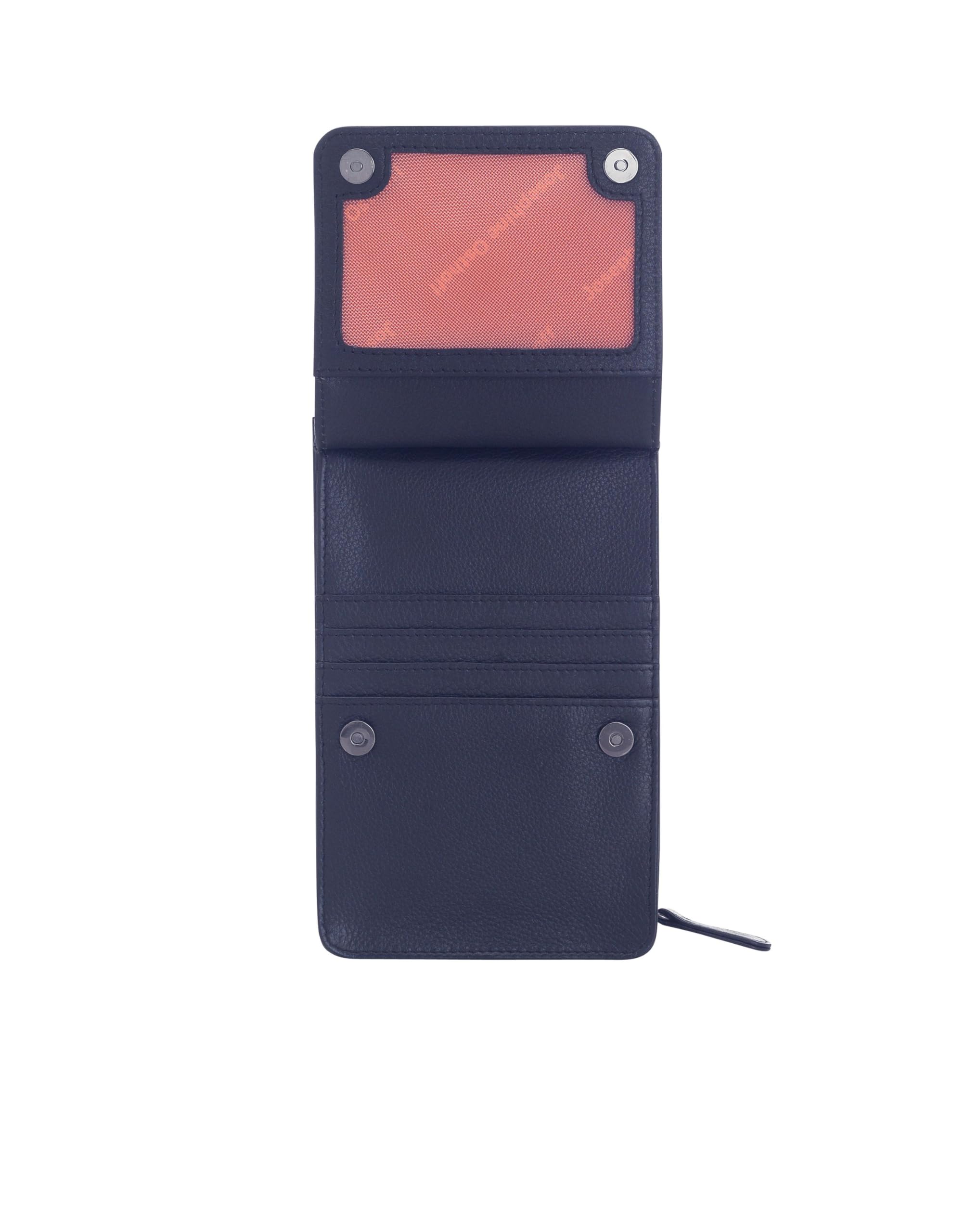 Torebka na telefon komórkowy do zawieszenia damska mała, prawdziwa skóra, torba na ramię na telefon komórkowy, smartfon, torba z ochroną RFID, zamek błyskawiczny Crossbody (100), morski, 17 x 10 x 4 cm