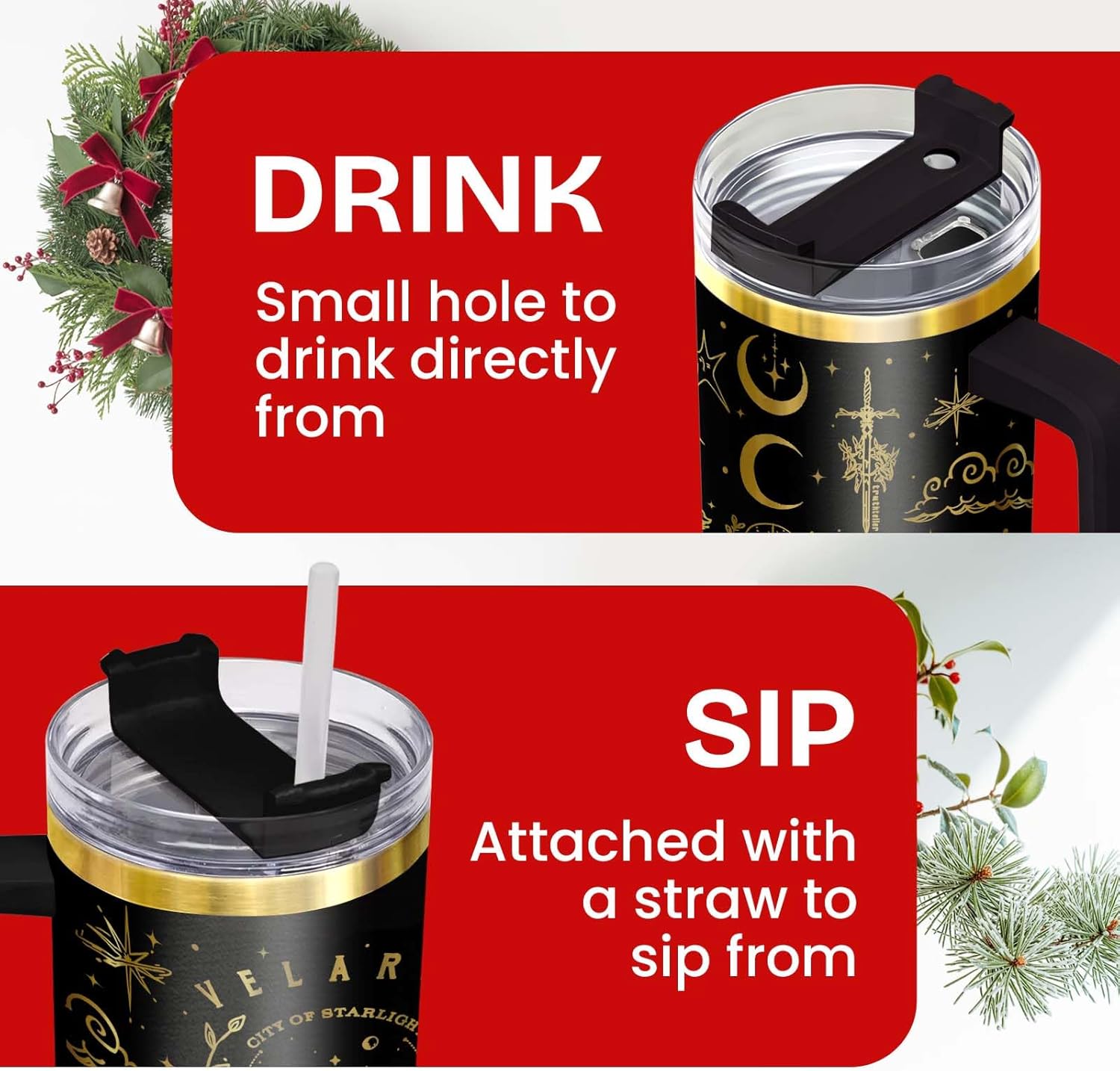 34HD Starlight City Tumbler 40oz with Handle and Straw, Laser Engraved Fantasy Adventure Insulated Travel Coffee Cup - Birthday Gifts, Bookish Items for Him Her & Movie Fans - Image 3