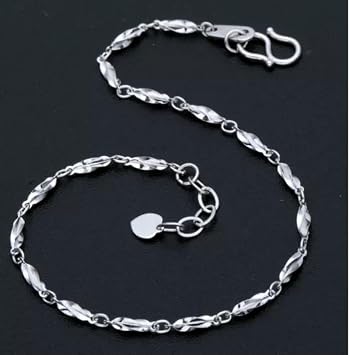 Pure Platinum 950 Bracelet Women Fine Pt950 Carambola Shaped Anklet Extender-7-7.8inch-2-2.1g