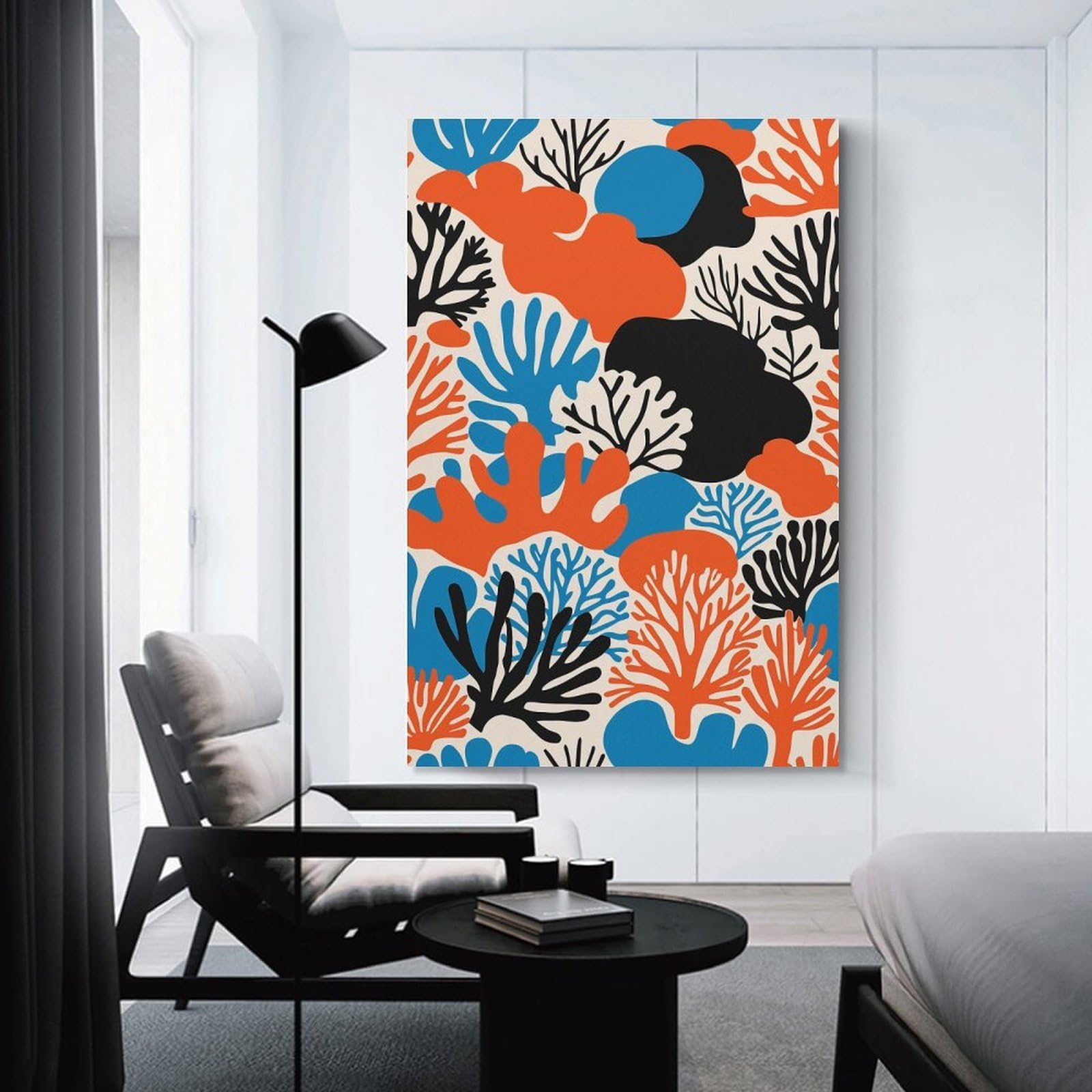 Junmoney Canvas Wall Art Retro Coral Reefs, 12x18inch(30x45cm), for Corridors, Hallways Or Apartment Entries, Decorative Canvas Styling for Entry Areas