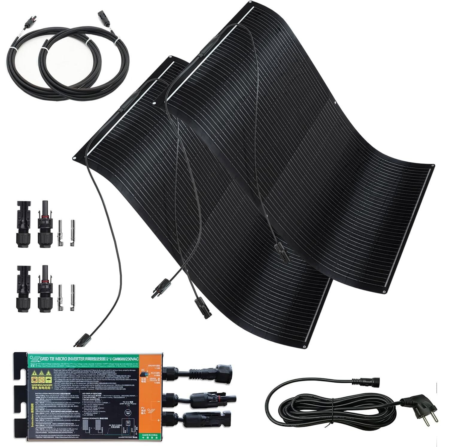 Balkonkraftwerk Flexibles Solar Panel 300Watt Plug & Play