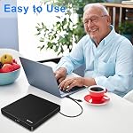 Guamar External CD/DVD Drive for Laptop: USB C CD Burner DVD Player for Mac MacBook Portable Optical Disk Reader for PC Windows 11 Computer with SD/TF Slot & USB Ports