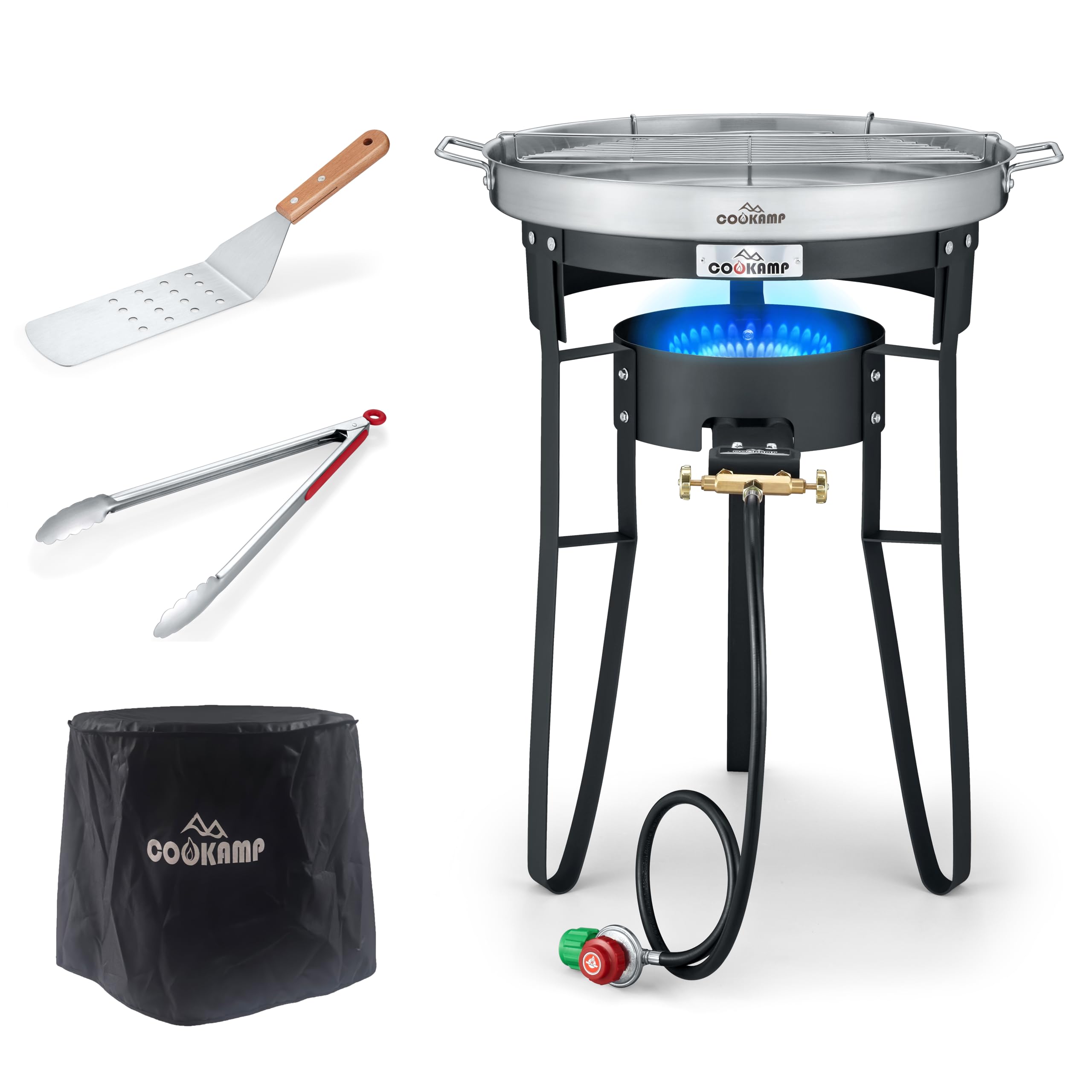 COOKAMP Propane Burner for Outdoor Cooking (Concave Comal Set)
