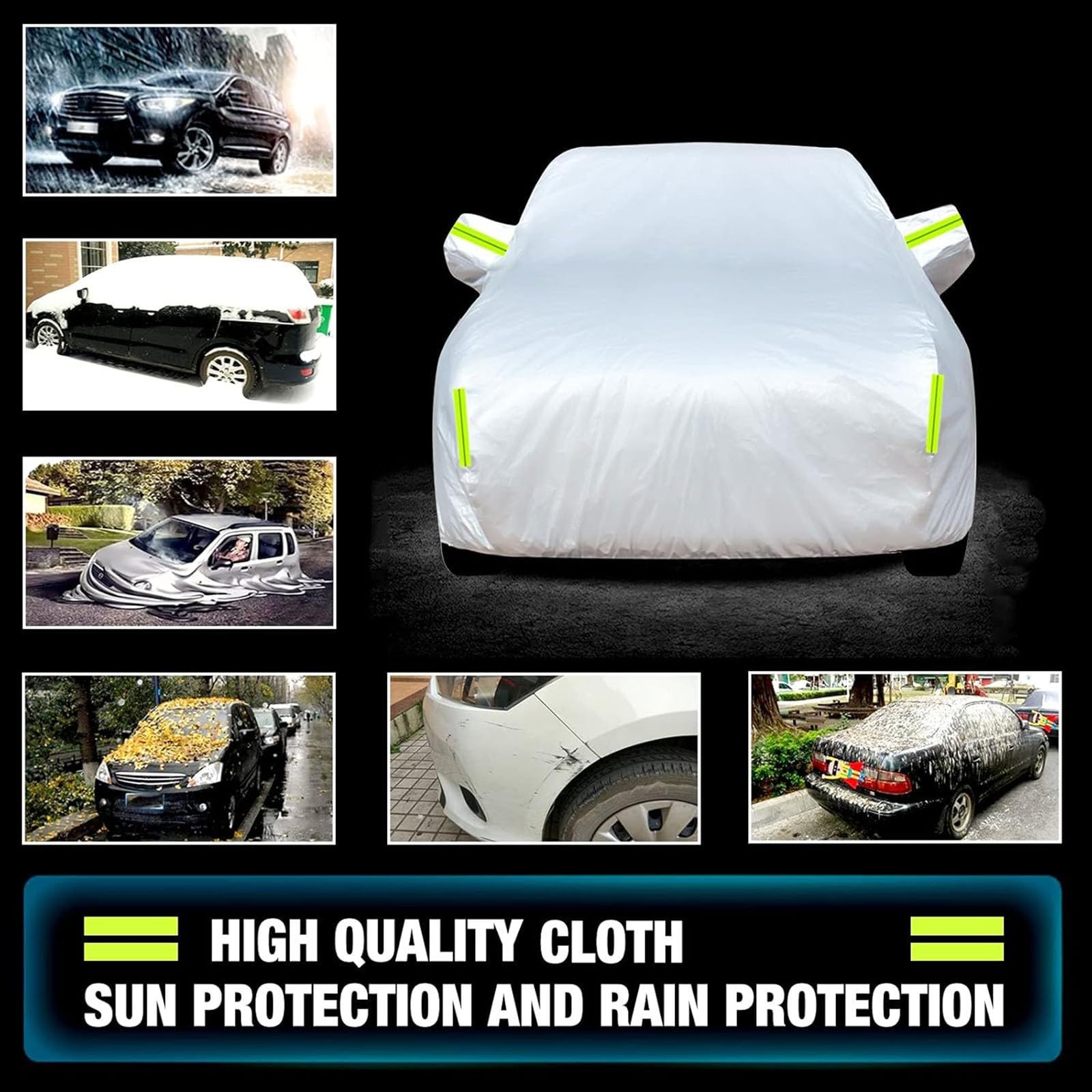 Funda Coche Exterior para Junior Elletrica Speciale 2024 Cubierta Coches a Prueba de Polvo,Sol Lluvia UV Protección para Todo Clima con Cremallera y Forro de Algodón(Plateado)