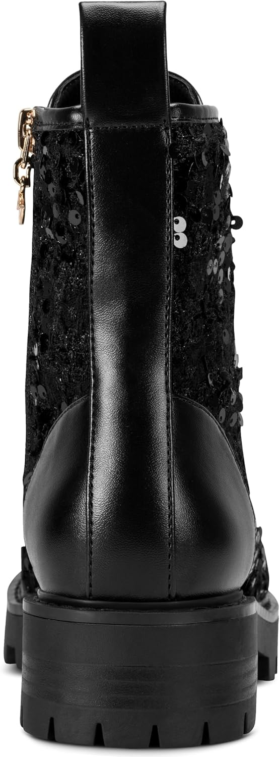 KARL LAGERFELD womens Marlee Sequin Combat Boot - Image 3