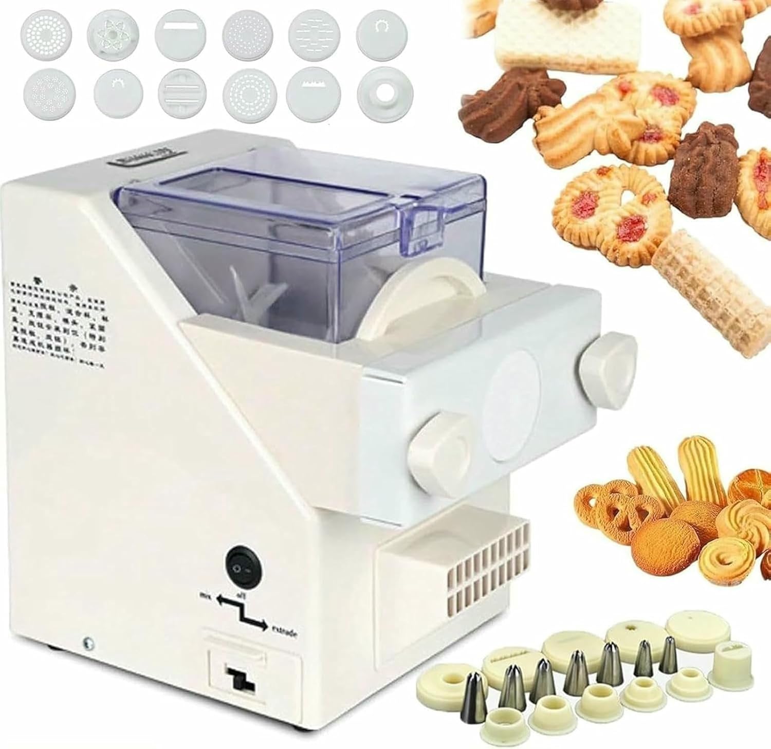 Electric Cookie Press Biscuit Maker Automatic Cookies Making Machine,180W Biscuit Form Maker with 8 Replaceable Nozzles~/