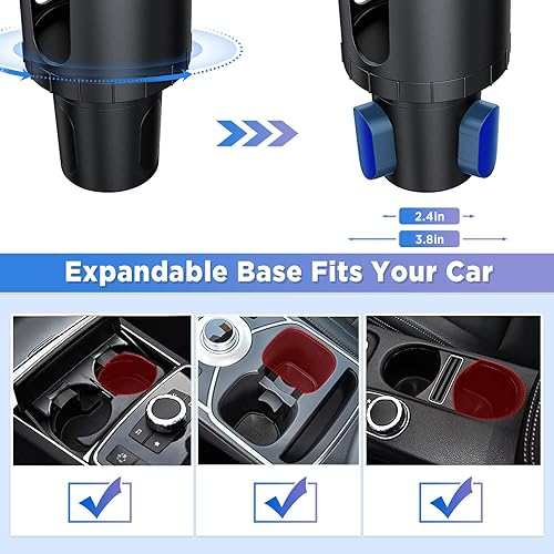 Miniatura 6 de OUTXE Expansor de portavasos para automóvil+soporte para teléfono, extensor ajustable para portavasos grande, adaptador de bebida extra expandible
