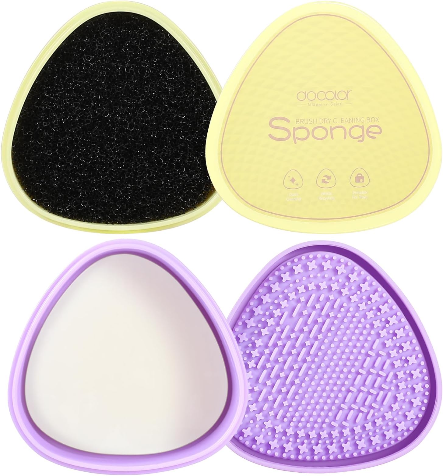 Makeup Brushes Cleaner Set Solid Soap Cleanser with Color Removal Sponge, Makeup Brush Cleaner Mat Brushes Shampoo for Cleaning Makeup Sponges, Brushes & Applicators Vegan (coconut oil)