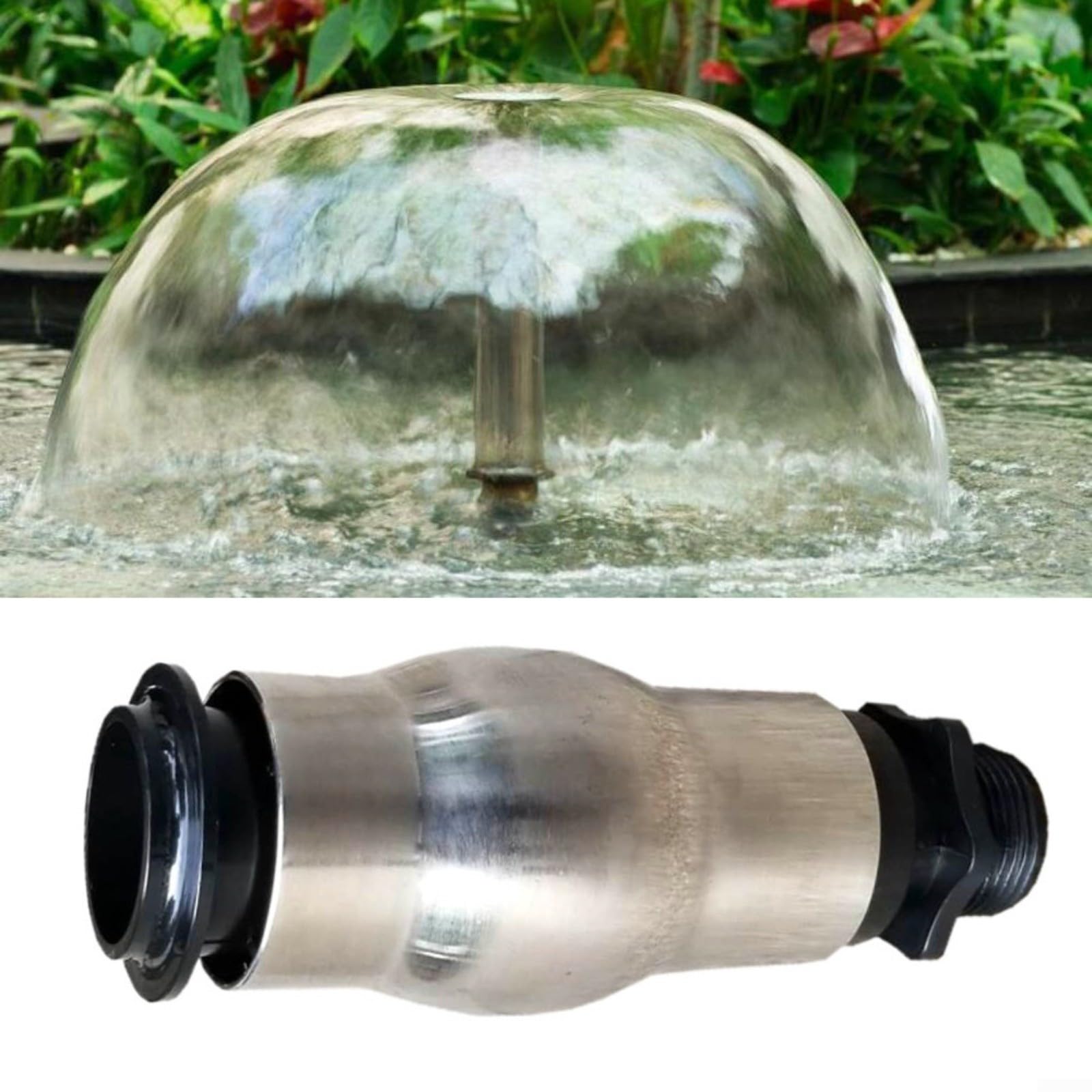 Ugello a spruzzo per fontana in acciaio inox 304, filettatura maschio G1, spruzzatore d'acqua schiumoso per pompa da giardino, laghetto, effetto