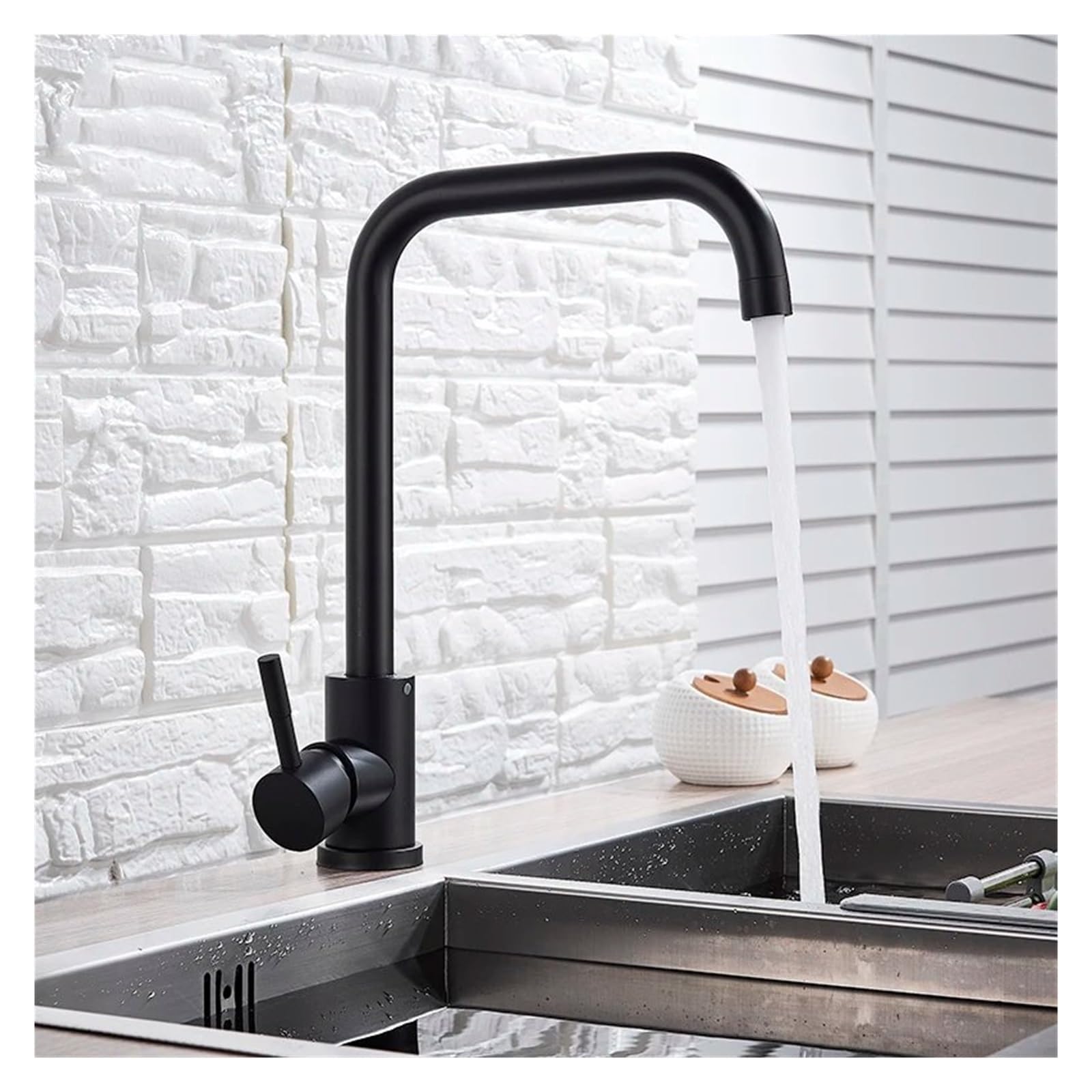 Robinet de cuisine noir mat mitigeur anti-trace eau chaude froide