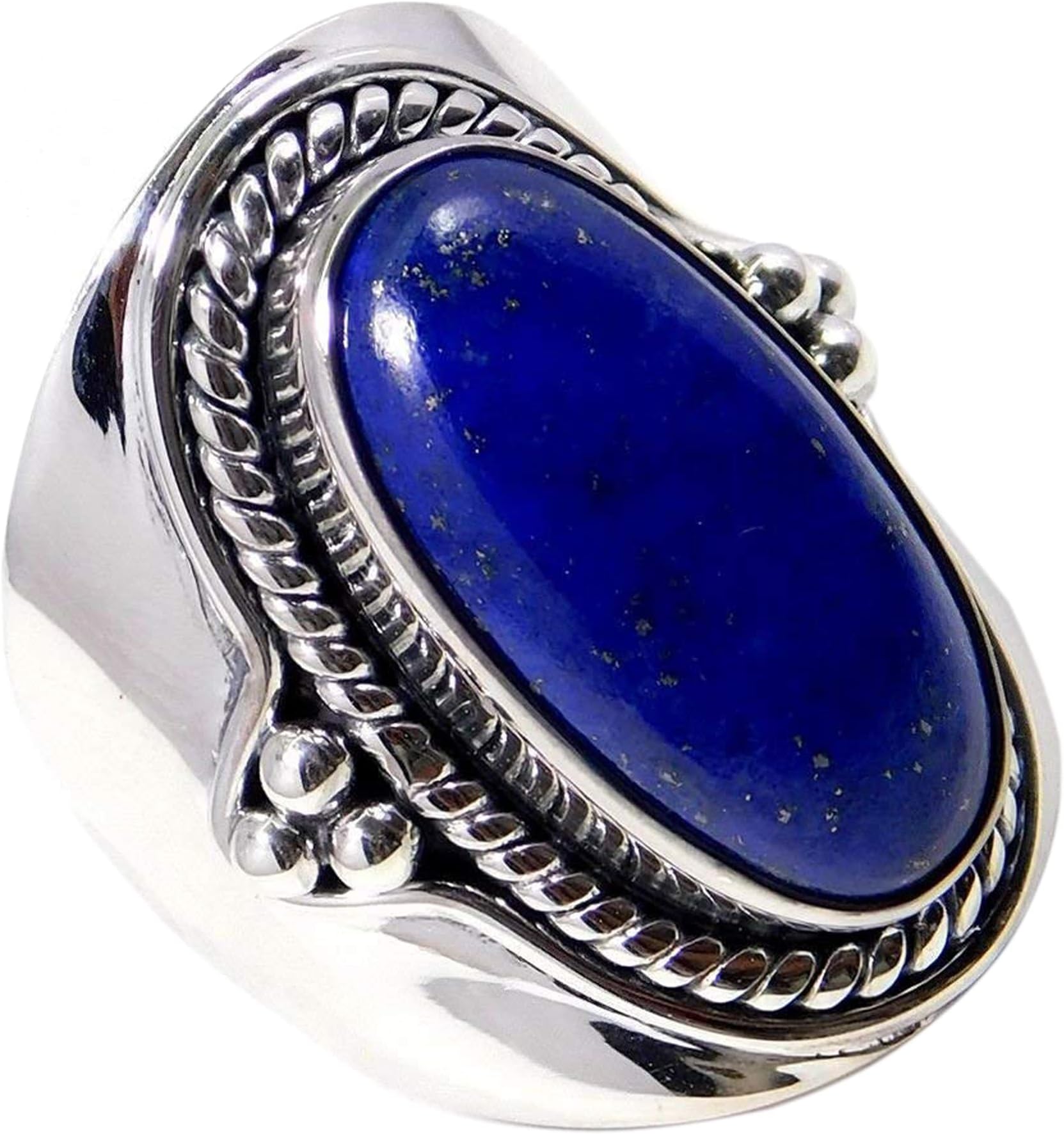 lapis lazuli silver ring, big lapis stone ring, afghani lapis jewelry, lapis lazuli jewellery, oval cab stone ring, wedding ring