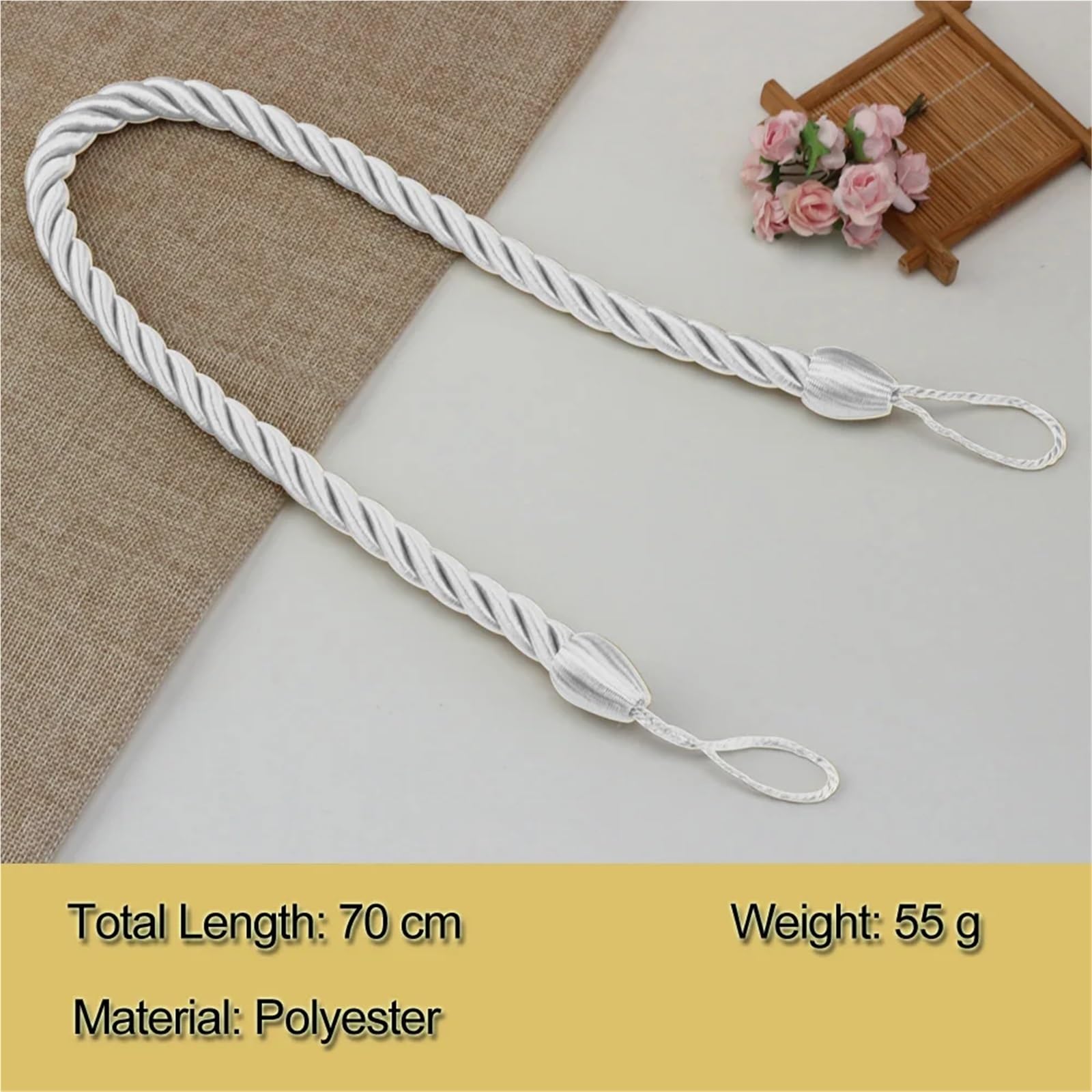 Vorhang-Raffhalter, 10 Stück, Vorhang-Raffhalter, Seile, Raffhalter, handgefertigt, Vorhanghalter, Clips, Heimzubehör, dekorativ (Silber)